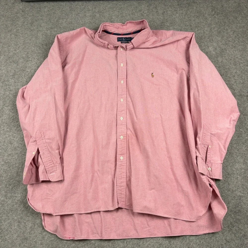 Ralph Lauren Button Down Mens 4XB Pink Classic Fit Long Sleeve Oxford Flesh Pony